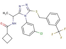 N-[1-(4-(3-chlorophenyl)-5-{[3-(trifluoromethyl)benzyl]thio}-4H-1,2,4-triazol-3-yl)ethyl]cyclobutanecarboxamide