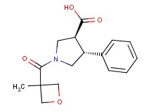 (3S*,4R*)-1-[(3-methyloxetan-3-yl)carbonyl]-4-phenylpyrrolidine-3-carboxylic acid