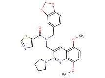 N-(1,3-benzodioxol-5-ylmethyl)-N-{[5,8-dimethoxy-2-(1-pyrrolidinyl)-3-quinolinyl]methyl}-1,3-thiazole-5-carboxamide
