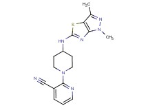 2-{4-[(1,3-dimethyl-1H-pyrazolo[3,4-d][1,3]thiazol-5-yl)amino]piperidin-1-yl}nicotinonitrile
