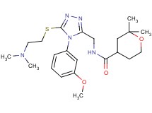 N-{[5-{[2-(dimethylamino)ethyl]thio}-4-(3-methoxyphenyl)-4H-1,2,4-triazol-3-yl]methyl}-2,2-dimethyltetrahydro-2H-pyran-4-carboxamide
