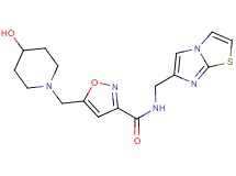 5-[(4-hydroxypiperidin-1-yl)methyl]-N-(imidazo[2,1-b][1,3]thiazol-6-ylmethyl)isoxazole-3-carboxamide