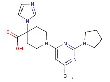 4-(1H-imidazol-1-yl)-1-(6-methyl-2-pyrrolidin-1-ylpyrimidin-4-yl)piperidine-4-carboxylic acid