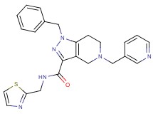 1-benzyl-5-(3-pyridinylmethyl)-N-(1,3-thiazol-2-ylmethyl)-4,5,6,7-tetrahydro-1H-pyrazolo[4,3-c]pyridine-3-carboxamide