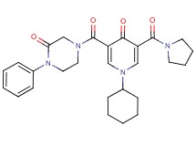 4-{[1-cyclohexyl-4-oxo-5-(1-pyrrolidinylcarbonyl)-1,4-dihydro-3-pyridinyl]carbonyl}-1-phenyl-2-piperazinone
