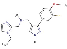 1-(1-ethyl-1H-imidazol-2-yl)-N-{[3-(3-fluoro-4-methoxyphenyl)-1H-pyrazol-4-yl]methyl}-N-methylmethanamine