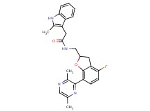 N-{[7-(3,6-dimethyl-2-pyrazinyl)-4-fluoro-2,3-dihydro-1-benzofuran-2-yl]methyl}-2-(2-methyl-1H-indol-3-yl)acetamide