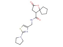 2-oxo-N-[(2-pyrrolidin-1-yl-1,3-thiazol-4-yl)methyl]-1-oxaspiro[4.4]nonane-4-carboxamide