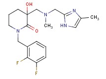 1-(2,3-difluorobenzyl)-3-hydroxy-3-({methyl[(4-methyl-1H-imidazol-2-yl)methyl]amino}methyl)-2-piperidinone