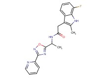 2-(7-fluoro-2-methyl-1H-indol-3-yl)-N-[1-(3-pyridin-2-yl-1,2,4-oxadiazol-5-yl)ethyl]acetamide