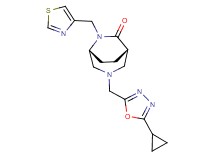 (1S*,5R*)-3-[(5-cyclopropyl-1,3,4-oxadiazol-2-yl)methyl]-6-(1,3-thiazol-4-ylmethyl)-3,6-diazabicyclo[3.2.2]nonan-7-one