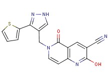 2-hydroxy-5-oxo-6-{[3-(2-thienyl)-1H-pyrazol-4-yl]methyl}-5,6-dihydro-1,6-naphthyridine-3-carbonitrile
