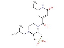 6-ethyl-4-{[(4aS*,7aR*)-4-isobutyl-6,6-dioxidohexahydrothieno[3,4-b]pyrazin-1(2H)-yl]carbonyl}pyridin-2(1H)-one