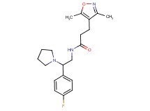 3-(3,5-dimethylisoxazol-4-yl)-N-[2-(4-fluorophenyl)-2-pyrrolidin-1-ylethyl]propanamide