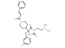 3-[2-(dimethylamino)ethyl]-5-(3-fluorobenzyl)-5-{1-[(2E)-3-phenyl-2-propenoyl]-4-piperidinyl}-2,4-imidazolidinedione