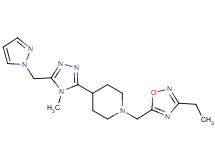 1-[(3-ethyl-1,2,4-oxadiazol-5-yl)methyl]-4-[4-methyl-5-(1H-pyrazol-1-ylmethyl)-4H-1,2,4-triazol-3-yl]piperidine