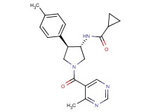 N-{(3S*,4R*)-4-(4-methylphenyl)-1-[(4-methyl-5-pyrimidinyl)carbonyl]-3-pyrrolidinyl}cyclopropanecarboxamide
