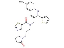 N-{[6-methyl-2-(2-thienyl)-3-quinolinyl]methyl}-N-[3-(2-oxo-1-pyrrolidinyl)propyl]-1,3-thiazole-5-carboxamide