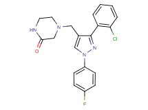 4-{[3-(2-chlorophenyl)-1-(4-fluorophenyl)-1H-pyrazol-4-yl]methyl}-2-piperazinone