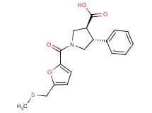 (3S*,4R*)-1-{5-[(methylthio)methyl]-2-furoyl}-4-phenylpyrrolidine-3-carboxylic acid