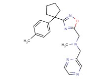 N-methyl-1-{3-[1-(4-methylphenyl)cyclopentyl]-1,2,4-oxadiazol-5-yl}-N-(2-pyrazinylmethyl)methanamine