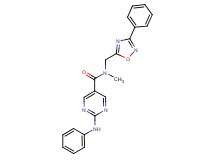 2-anilino-N-methyl-N-[(3-phenyl-1,2,4-oxadiazol-5-yl)methyl]-5-pyrimidinecarboxamide