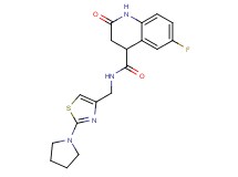 6-fluoro-2-oxo-N-{[2-(1-pyrrolidinyl)-1,3-thiazol-4-yl]methyl}-1,2,3,4-tetrahydro-4-quinolinecarboxamide