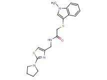 2-[(1-methyl-1H-indol-3-yl)thio]-N-[(2-pyrrolidin-1-yl-1,3-thiazol-4-yl)methyl]acetamide