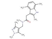 N-methyl-2-(2,4,7-trimethyl-1H-indol-3-yl)-N-[(1,3,5-trimethyl-1H-pyrazol-4-yl)methyl]acetamide