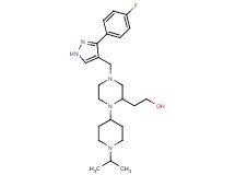 2-[4-{[3-(4-fluorophenyl)-1H-pyrazol-4-yl]methyl}-1-(1-isopropyl-4-piperidinyl)-2-piperazinyl]ethanol