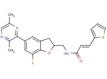 (2E)-N-{[5-(3,6-dimethyl-2-pyrazinyl)-7-fluoro-2,3-dihydro-1-benzofuran-2-yl]methyl}-3-(2-thienyl)acrylamide