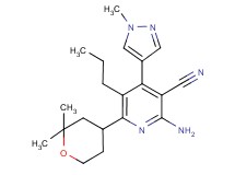 2-amino-6-(2,2-dimethyltetrahydro-2H-pyran-4-yl)-4-(1-methyl-1H-pyrazol-4-yl)-5-propylnicotinonitrile