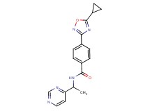 4-(5-cyclopropyl-1,2,4-oxadiazol-3-yl)-N-[1-(4-pyrimidinyl)ethyl]benzamide