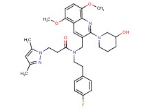 3-(3,5-dimethyl-1H-pyrazol-1-yl)-N-[2-(4-fluorophenyl)ethyl]-N-{[2-(3-hydroxy-1-piperidinyl)-5,8-dimethoxy-3-quinolinyl]methyl}propanamide