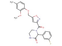 3-(3-fluorophenyl)-4-({5-[(2-methoxy-4-methylphenoxy)methyl]-3-isoxazolyl}carbonyl)-2-piperazinone