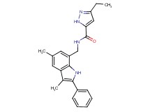 N-[(3,5-dimethyl-2-phenyl-1H-indol-7-yl)methyl]-3-ethyl-1H-pyrazole-5-carboxamide
