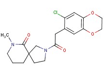 2-[(7-chloro-2,3-dihydro-1,4-benzodioxin-6-yl)acetyl]-7-methyl-2,7-diazaspiro[4.5]decan-6-one