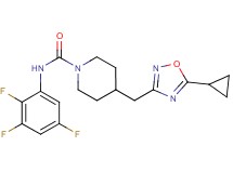 4-[(5-cyclopropyl-1,2,4-oxadiazol-3-yl)methyl]-N-(2,3,5-trifluorophenyl)piperidine-1-carboxamide