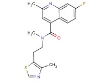 7-fluoro-N,2-dimethyl-N-[2-(4-methyl-1,3-thiazol-5-yl)ethyl]-4-quinolinecarboxamide