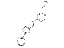 6-(methoxymethyl)-N-[(2-pyrimidin-2-yl-1,3-thiazol-4-yl)methyl]pyrimidin-4-amine