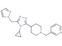 3-({4-[4-cyclopropyl-5-(1H-pyrazol-1-ylmethyl)-4H-1,2,4-triazol-3-yl]piperidin-1-yl}methyl)pyridine