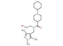 1-cyclohexyl-N-(2-hydroxyethyl)-N-[(1,3,5-trimethyl-1H-pyrazol-4-yl)methyl]piperidine-4-carboxamide