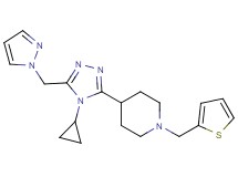 4-[4-cyclopropyl-5-(1H-pyrazol-1-ylmethyl)-4H-1,2,4-triazol-3-yl]-1-(2-thienylmethyl)piperidine