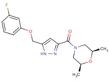 (2R*,6S*)-4-({5-[(3-fluorophenoxy)methyl]-1H-pyrazol-3-yl}carbonyl)-2,6-dimethylmorpholine