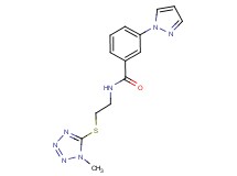 N-{2-[(1-methyl-1H-tetrazol-5-yl)thio]ethyl}-3-(1H-pyrazol-1-yl)benzamide