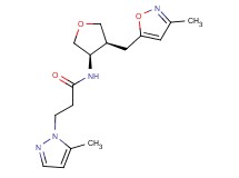 N-{(3R*,4S*)-4-[(3-methylisoxazol-5-yl)methyl]tetrahydrofuran-3-yl}-3-(5-methyl-1H-pyrazol-1-yl)propanamide