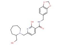 N-(1,3-benzodioxol-5-ylmethyl)-2-hydroxy-6-{[2-(hydroxymethyl)-1-azepanyl]methyl}nicotinamide