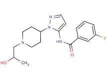 3-fluoro-N-{1-[1-(2-hydroxypropyl)piperidin-4-yl]-1H-pyrazol-5-yl}benzamide