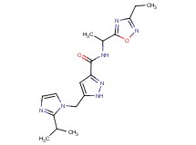 N-[1-(3-ethyl-1,2,4-oxadiazol-5-yl)ethyl]-5-[(2-isopropyl-1H-imidazol-1-yl)methyl]-1H-pyrazole-3-carboxamide