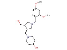 1-{[(3R*,4R*)-1-(2,4-dimethoxybenzyl)-4-(hydroxymethyl)pyrrolidin-3-yl]methyl}piperidin-4-ol